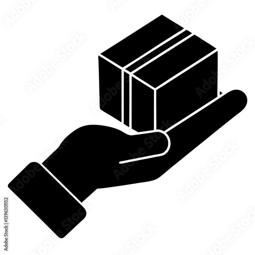 Hand holds house silhouette, a business concept icon