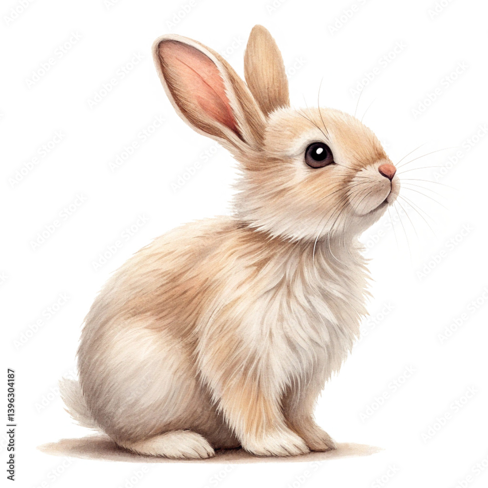 Adorable Fluffy Bunny Rabbit Sitting Calmly and Looking Upwards Adorable Fluffy Bunny Rabbit Sitting Calmly and Looking Upwards