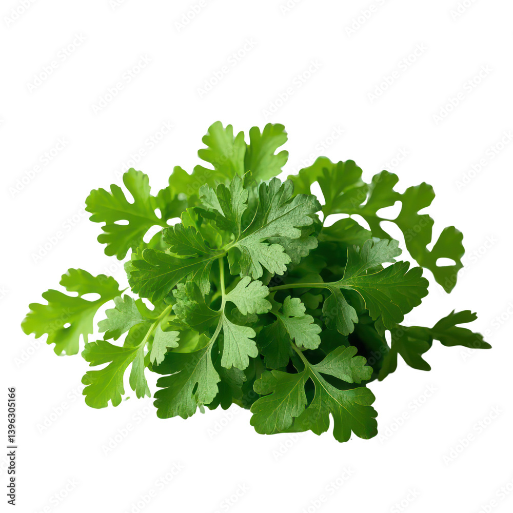 Fototapeta premium Coriander Leaves Isolated On Transparent Background, Generative AI