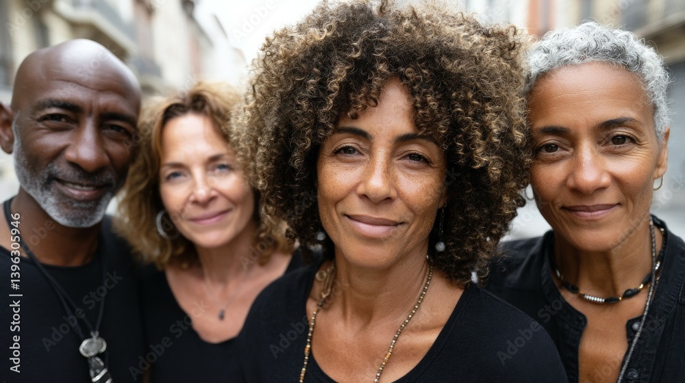 Fototapeta premium A group of people with different hair colors and ages are smiling for a photo