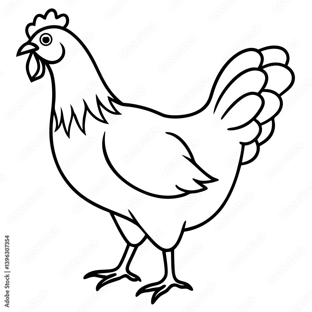 Minimal Chicken Vector Illustration on White Background Minimal Chicken Vector Illustration on White Background