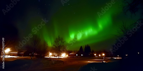 Aurora Borealis Dancing Across Night Sky with Vibrant Colors
