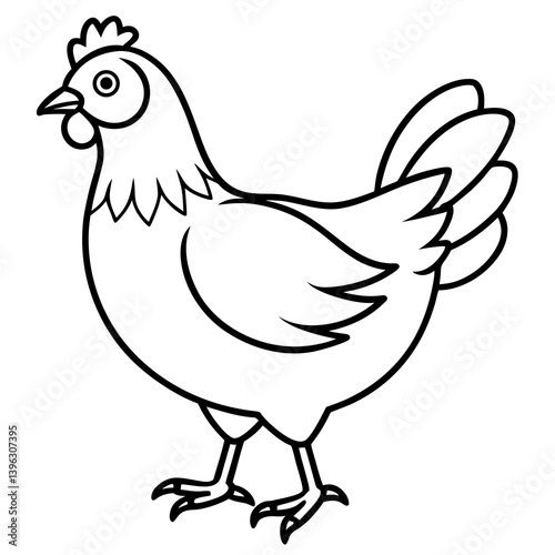 Minimal Chicken Vector Illustration on White Background