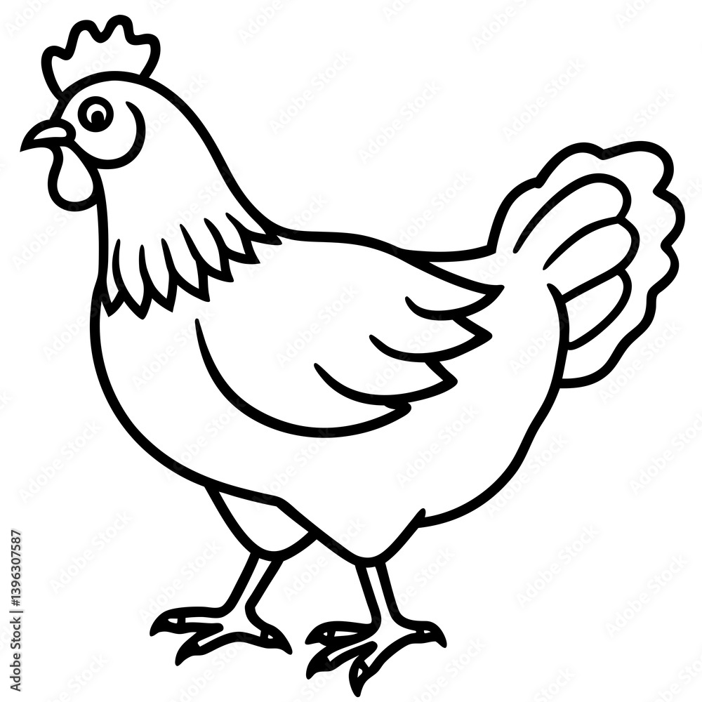 Minimal Chicken Vector Illustration on White Background Minimal Chicken Vector Illustration on White Background