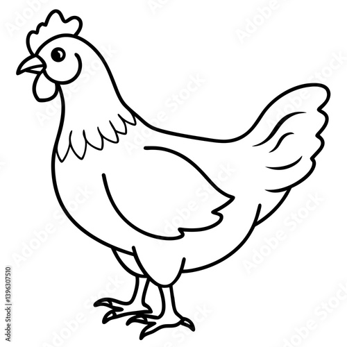 Minimal Chicken Vector Illustration on White Background