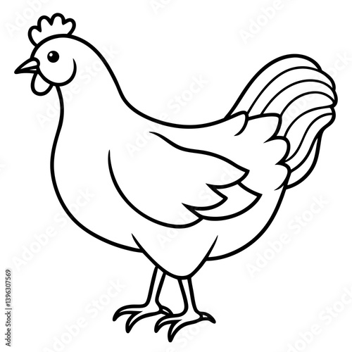 Minimal Chicken Vector Illustration on White Background