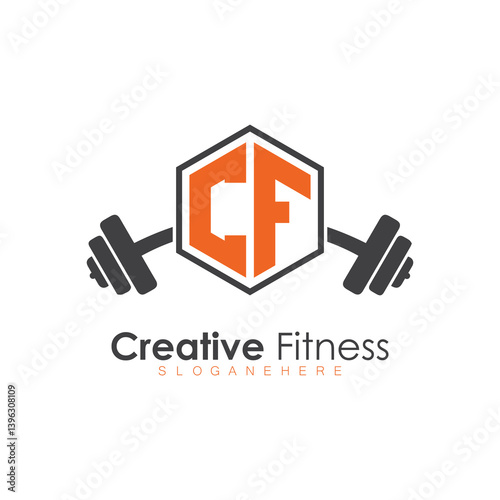 Free Download initial monogram for Fitness logo with Polygon style design - GFXLoad