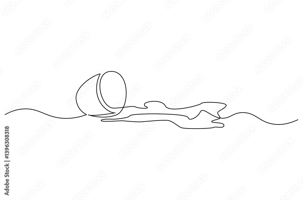 Obraz premium Continuous one line drawing of Coffee or tea splashes out of the cup. Single line drawing illustration of spilled coffee or tea. Coffe or tea concept vector art. Doodle line illustration.