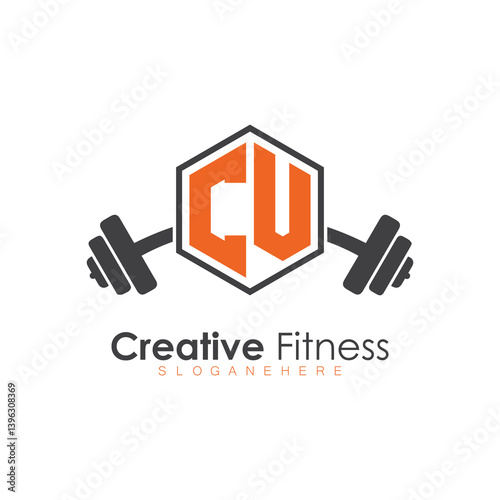 Free Download initial monogram for Fitness logo with Polygon style design - GFXLoad