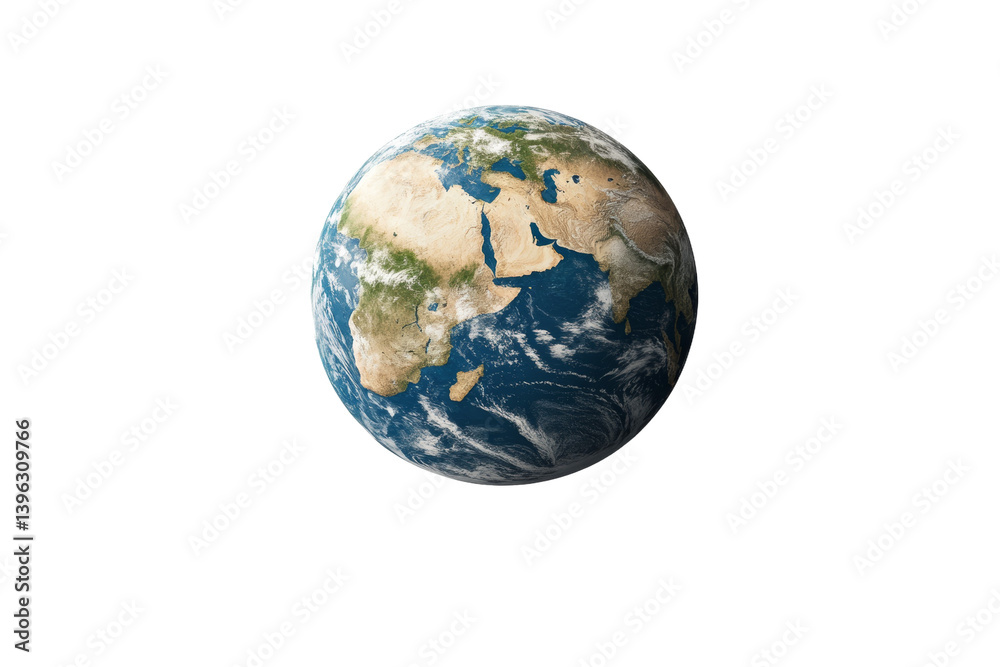 Fototapeta premium Blue and white planet with a white background, isolated