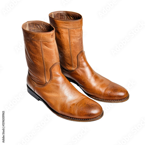 Wallpaper Mural Stylish brown leather boots fashion retail store product photography indoor setting close-up view trendy footwear Torontodigital.ca