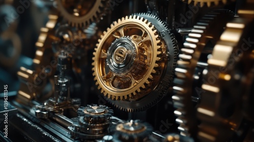 Intricate gears and cogs in a mechanical assembly.