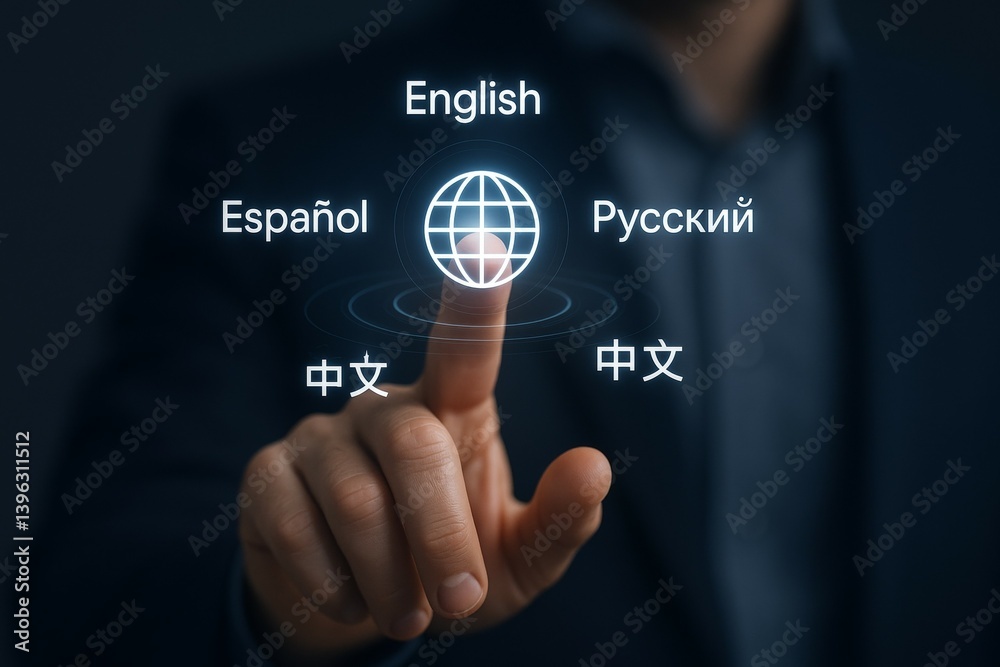 Multilingual interface concept with touchscreen and language options
