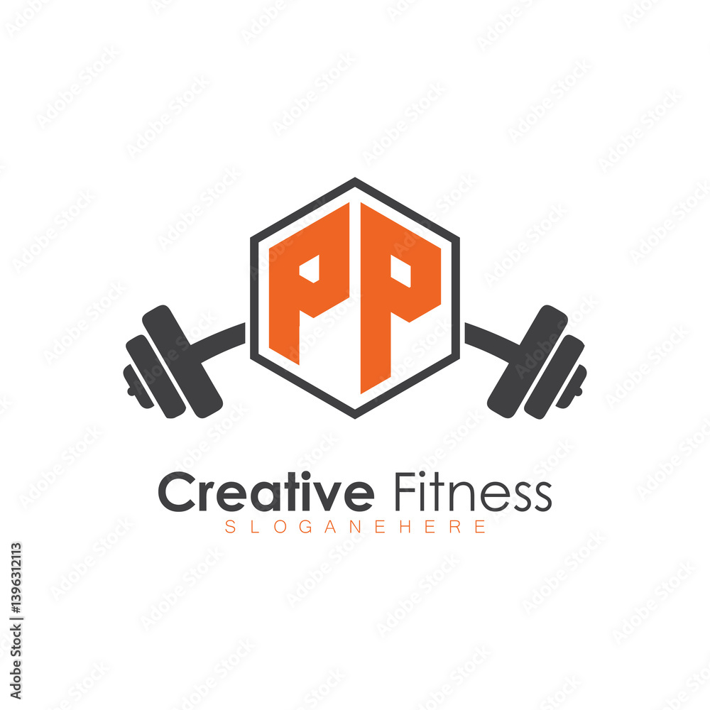 Obraz premium initial monogram for Fitness logo with Polygon style design