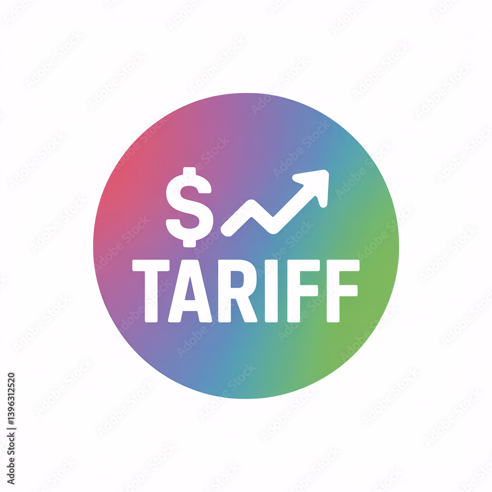 A circular icon with a gradient background and a white dollar sign, upward arrow, and the word A circular icon with a gradient background and a white dollar sign, upward arrow, and the word