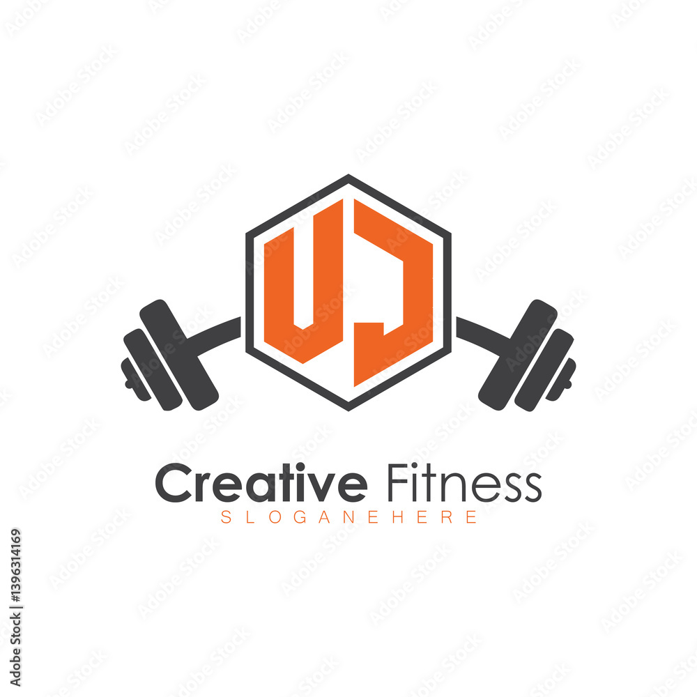 Obraz premium initial monogram for Fitness logo with Polygon style design