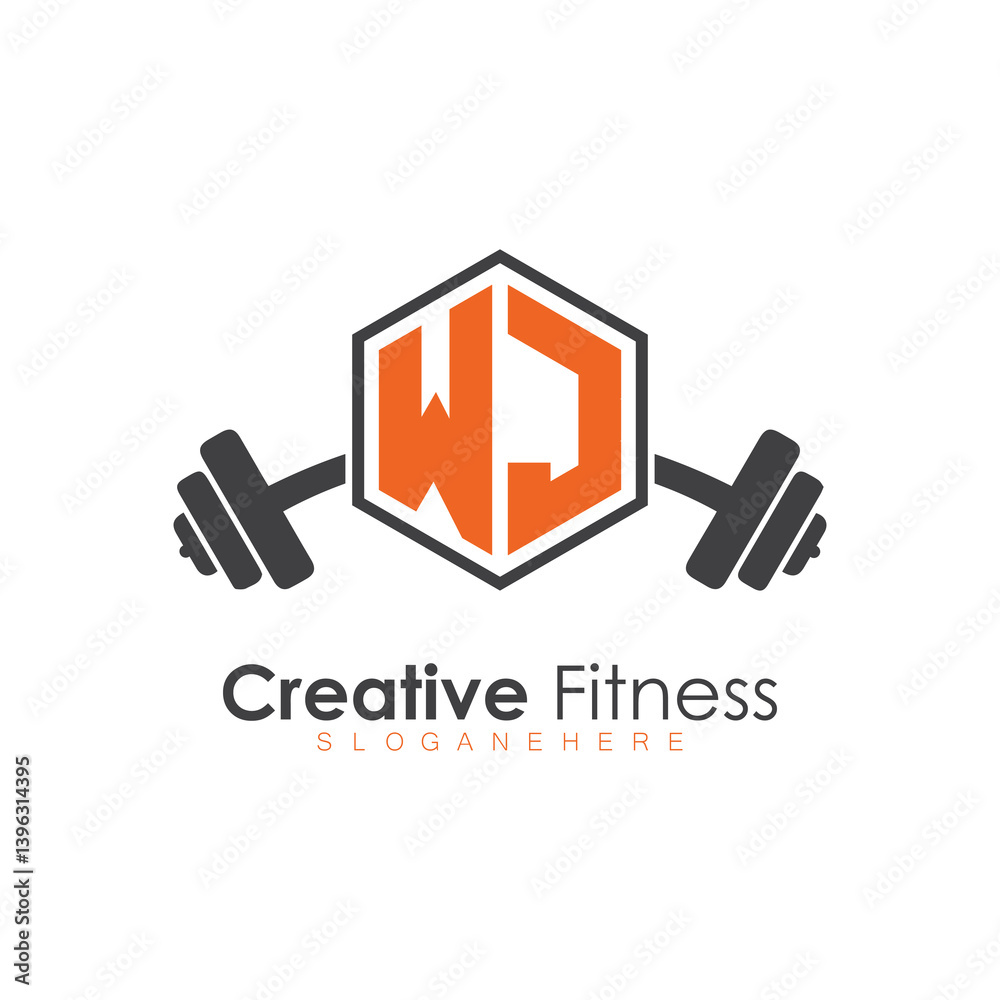 Obraz premium initial monogram for Fitness logo with Polygon style design