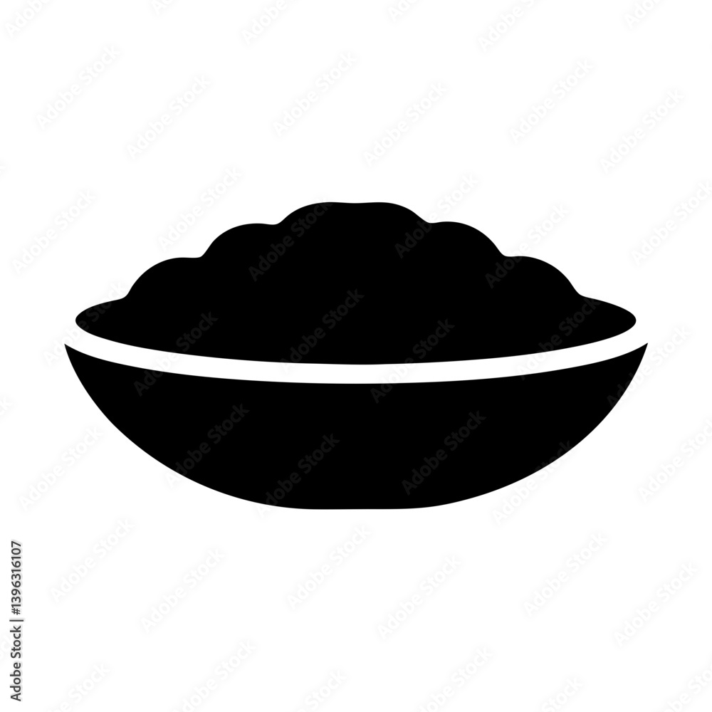 A Black and White Icon of a Bowl Filled with Food A Black and White Icon of a Bowl Filled with Food