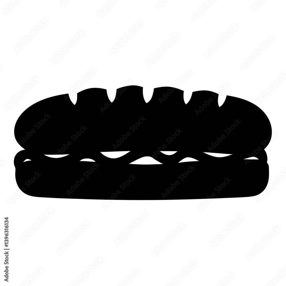 Delicious Sub Sandwich Icon Black and White Illustration Graphic Design Delicious Sub Sandwich Icon Black and White Illustration Graphic Design