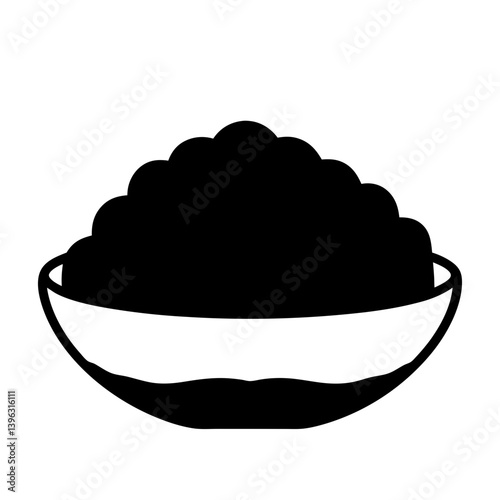 A Bowl of Lumpy Food Simple Black and White Icon Illustration