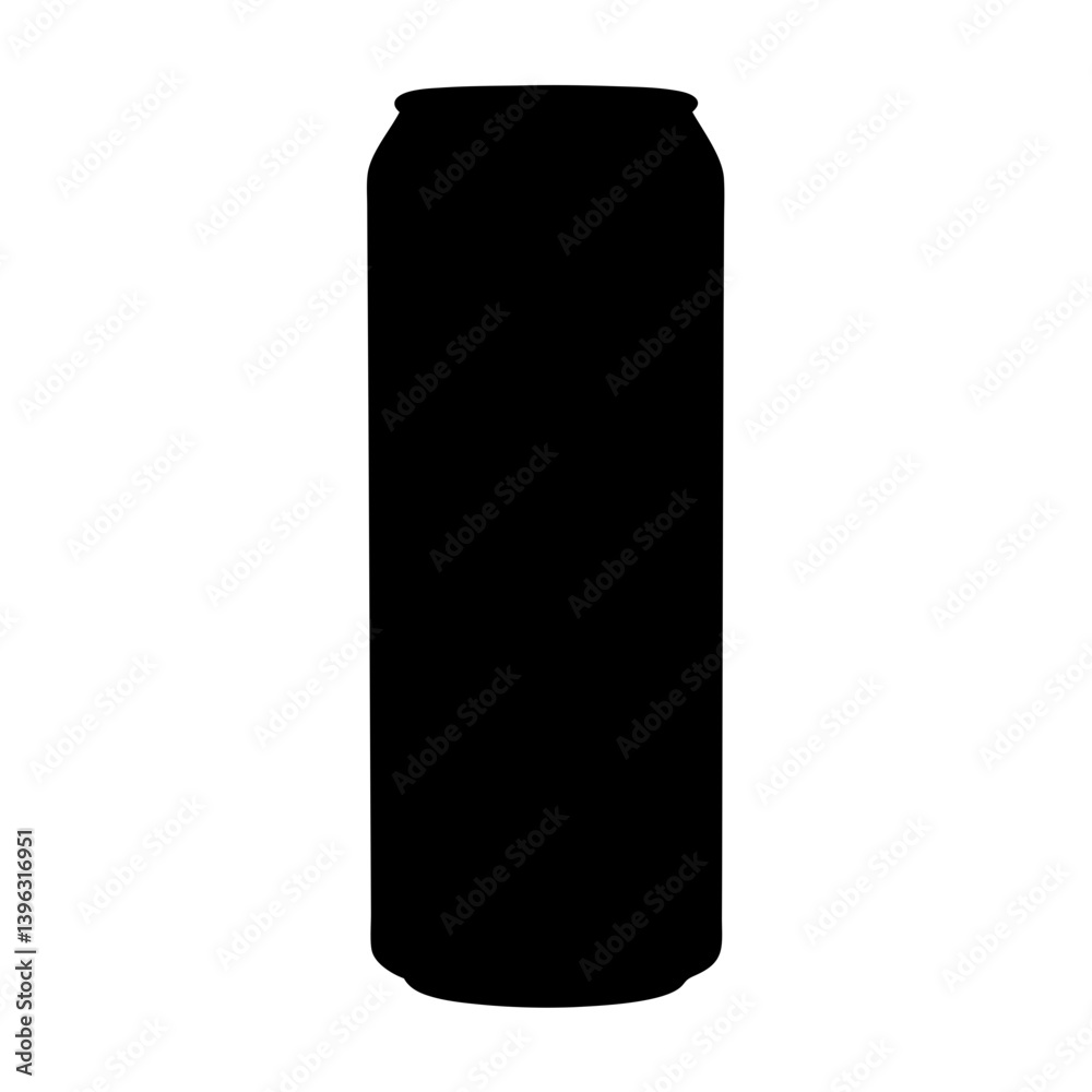 Black Silhouette of a Tall Aluminum Can for Beverage Packaging Design Black Silhouette of a Tall Aluminum Can for Beverage Packaging Design