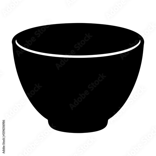 A Simple Black Silhouette of an Empty Bowl or Dish