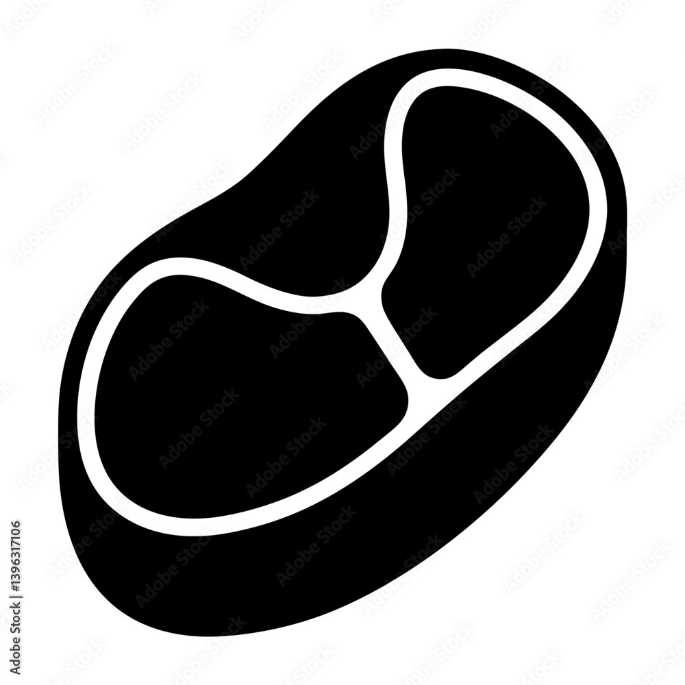 Black and white illustration of a beef steak cut ready to be cooked Black and white illustration of a beef steak cut ready to be cooked