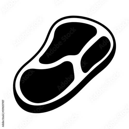 A Simple Black and White Illustration of a Steak Cut of Meat