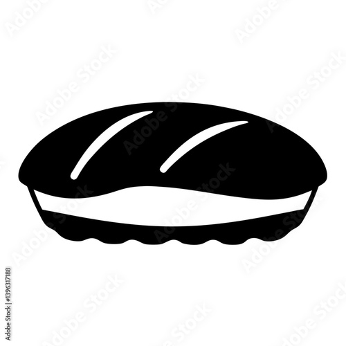 Simple Black and White Illustration of a Delicious Pastry or Pie