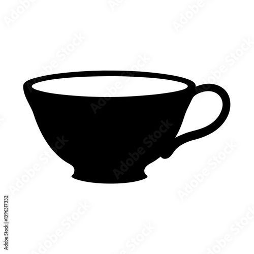A Simple Black Silhouette of a Teacup or Coffee Cup