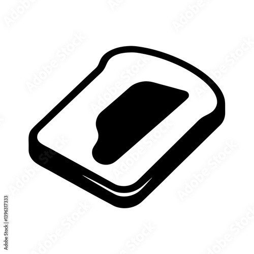 Isometric Icon of a Slice of Toast with Butter or Jam
