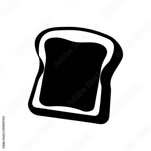 A Simple Black and White Icon of a Slice of Toast Bread