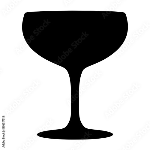 A Black Silhouette of a Classic Cocktail Glass for a Martini or Champagne