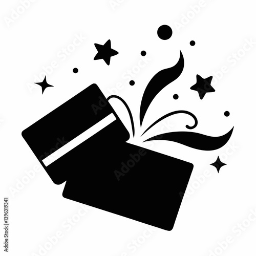Magical star vector art design with a wand silhouette