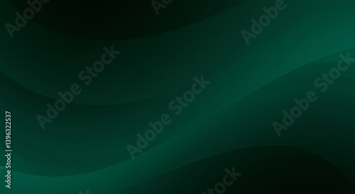 Abstract green wave pattern with smooth gradient and stylish dark background texture image