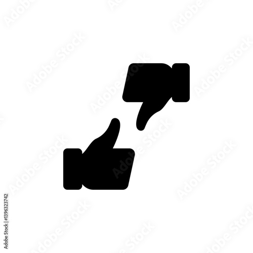 thumbs up and thumbs down icon. Ideal for representing feedback, ratings, agreement, disagreement, approval, and disapproval concepts