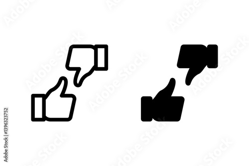 thumbs up and thumbs down icon set. Ideal for representing feedback, ratings, agreement, disagreement, approval, and disapproval concepts