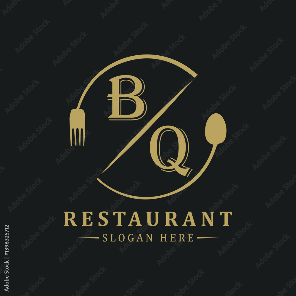 initial monogram logo With restaurant Circle shape logo design. initial monogram logo With restaurant Circle shape logo design.