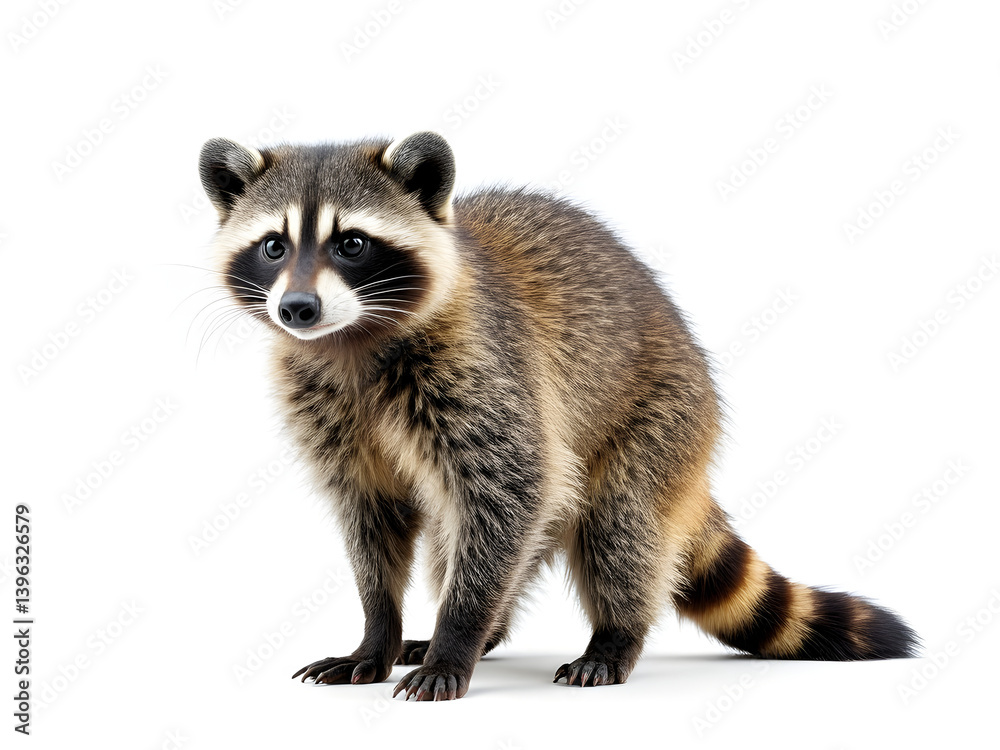 close up of a raccoon isolated