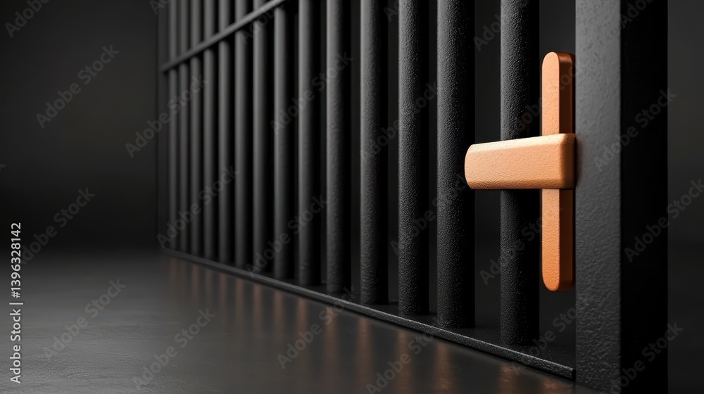 Dark Metal Prison Gate with Copper Latch Dark Metal Prison Gate with Copper Latch
