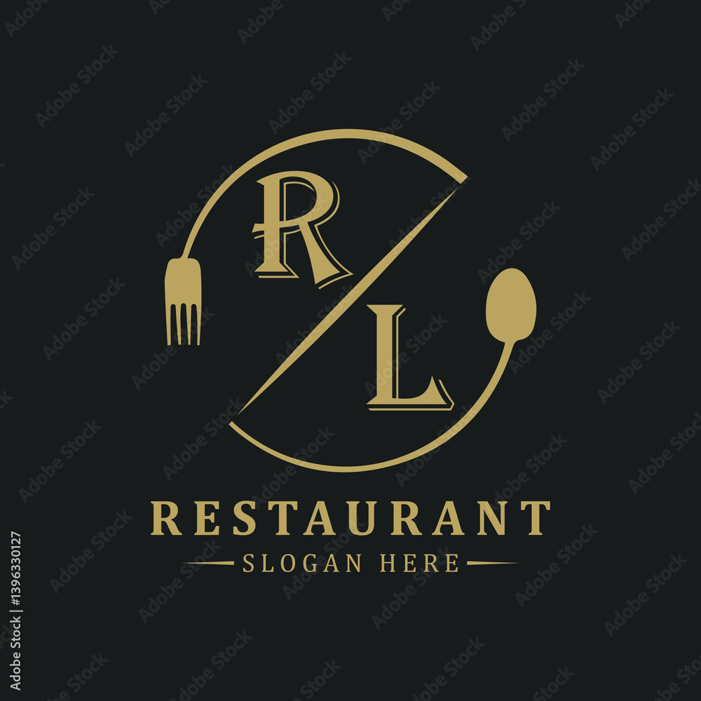 initial monogram logo With restaurant Circle shape logo design. initial monogram logo With restaurant Circle shape logo design.