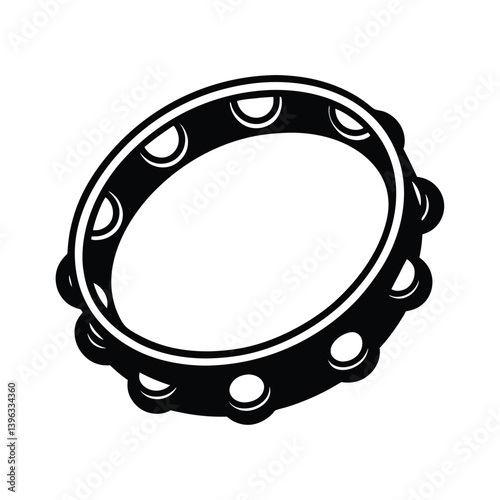 Tambourine musical instrument graphic for preschool rhythm learning art