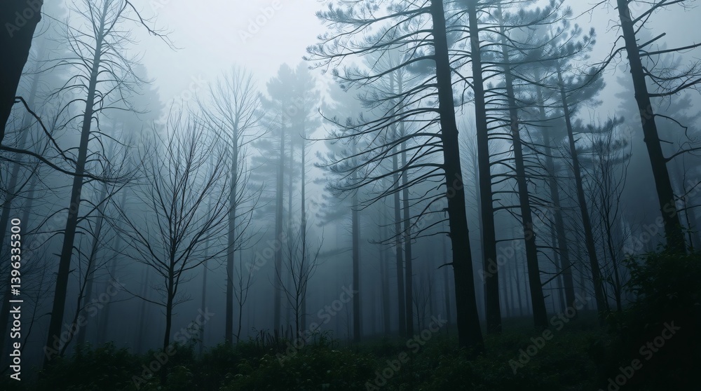 Fototapeta premium foggy forest in the night