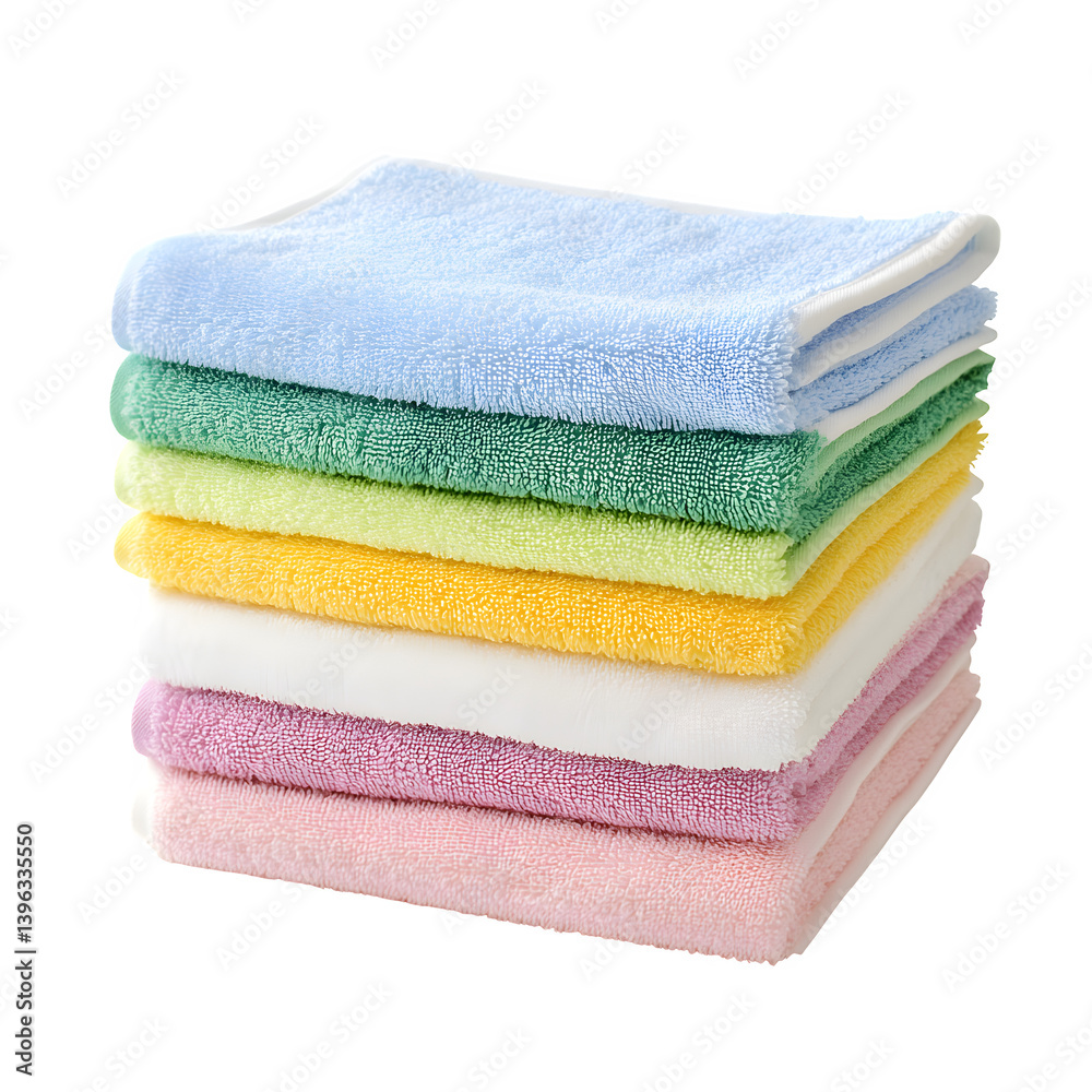 Stack of soft cotton washcloths isolated on white background Stack of soft cotton washcloths isolated on white background