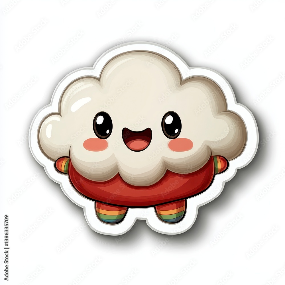 Fototapeta premium Happy Cartoon Cloud Character in Pixel Art Style