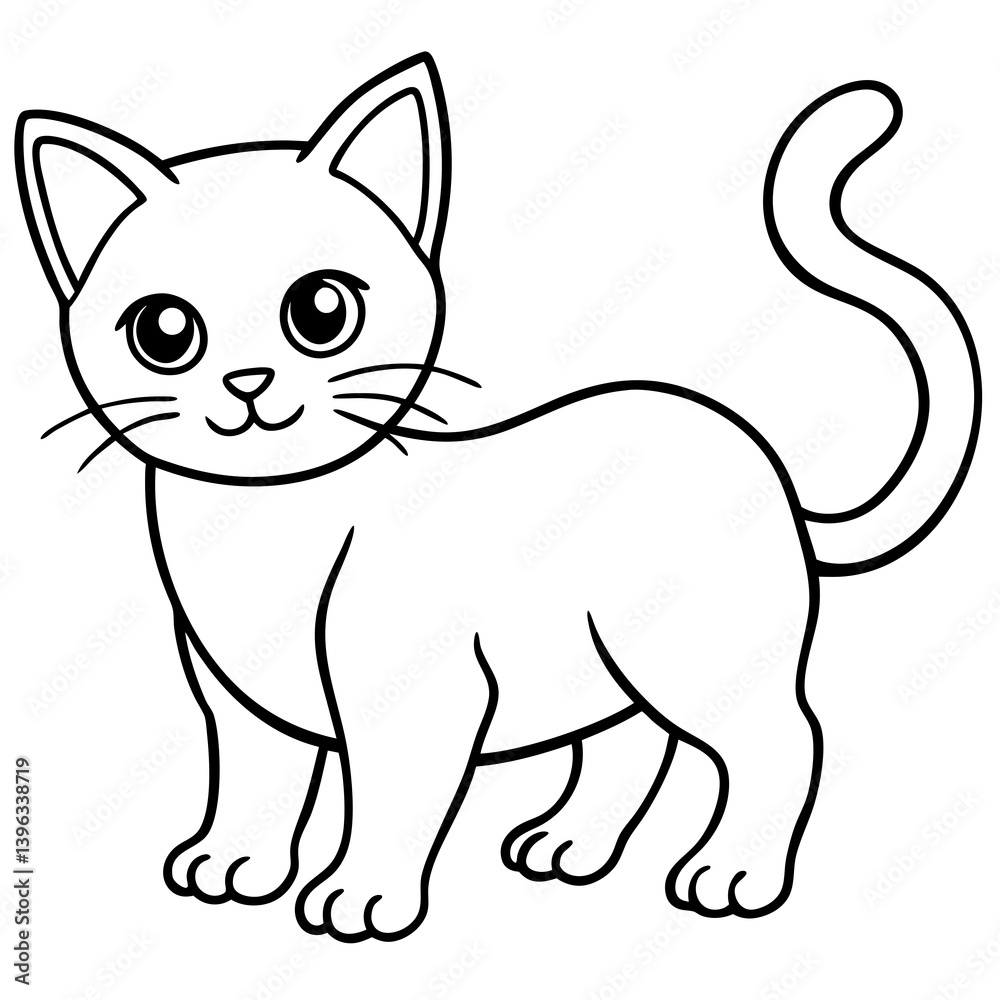 Minimal Baby Cat Vector Illustration on White Background Minimal Baby Cat Vector Illustration on White Background