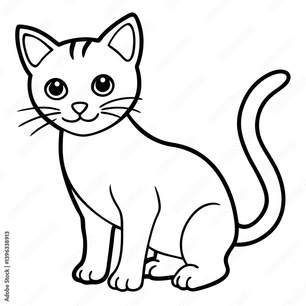 Minimal Baby Cat Vector Illustration on White Background