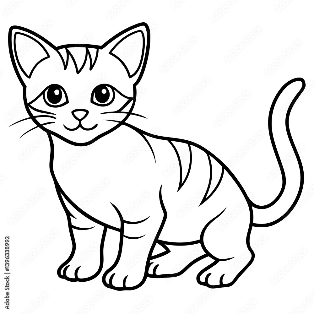 Minimal Baby Cat Vector Illustration on White Background Minimal Baby Cat Vector Illustration on White Background
