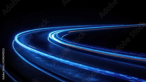Wallpaper Mural Abstract glowing blue light trails on a curved path. Torontodigital.ca
