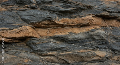 Layered Rock Strata Formation Displaying Geological Texture Detail